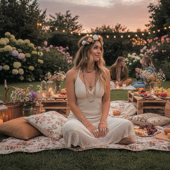 Theory Bergdorf Goodman Cream Open Knit Linen Cotton blend halter mini Dress - Picture 2 of 10